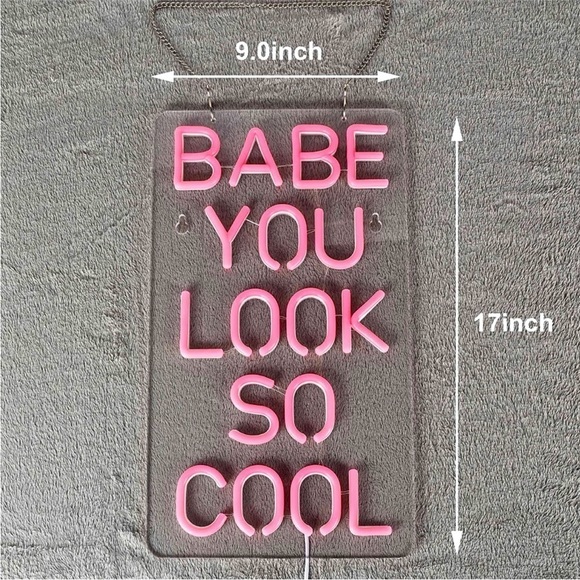 Babe You Look So Cool Pink Neon Retro LED Party Light Bedroom Wall BathroomDecor - Picture 5 of 7